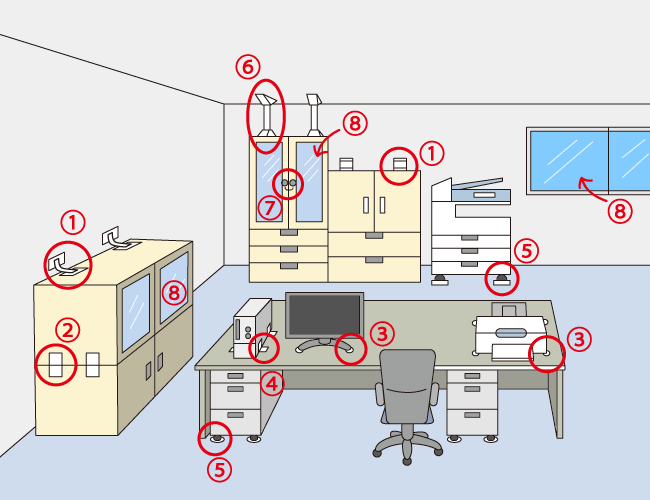 オフィス内の地震対策。オススメ転倒防止用品