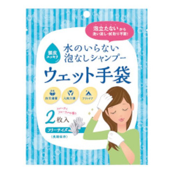 画像1: 水のいらない泡なしシャンプー ウェット手袋 2枚入り (1)