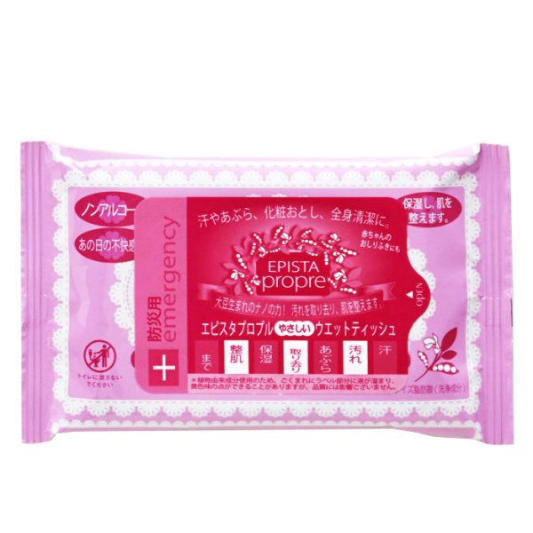 画像1: エピスタプロプル やさしいウェットティッシュ ハンディタイプ ピンク 石鹸の香り 水解紙使用 10枚入（化粧品類） (1)